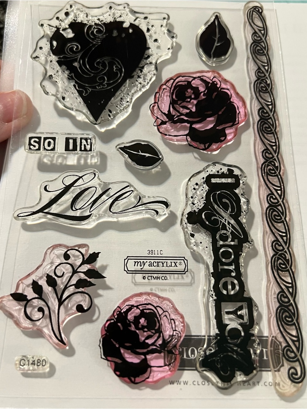 Set of 3 Acrylic Stamp Sets Love Theme by Close to my Heart